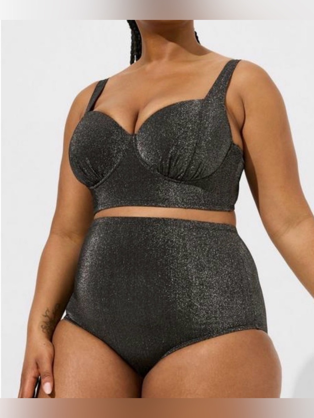 Torrid Glitter Shimmer High-Waist swim bottom NWOT